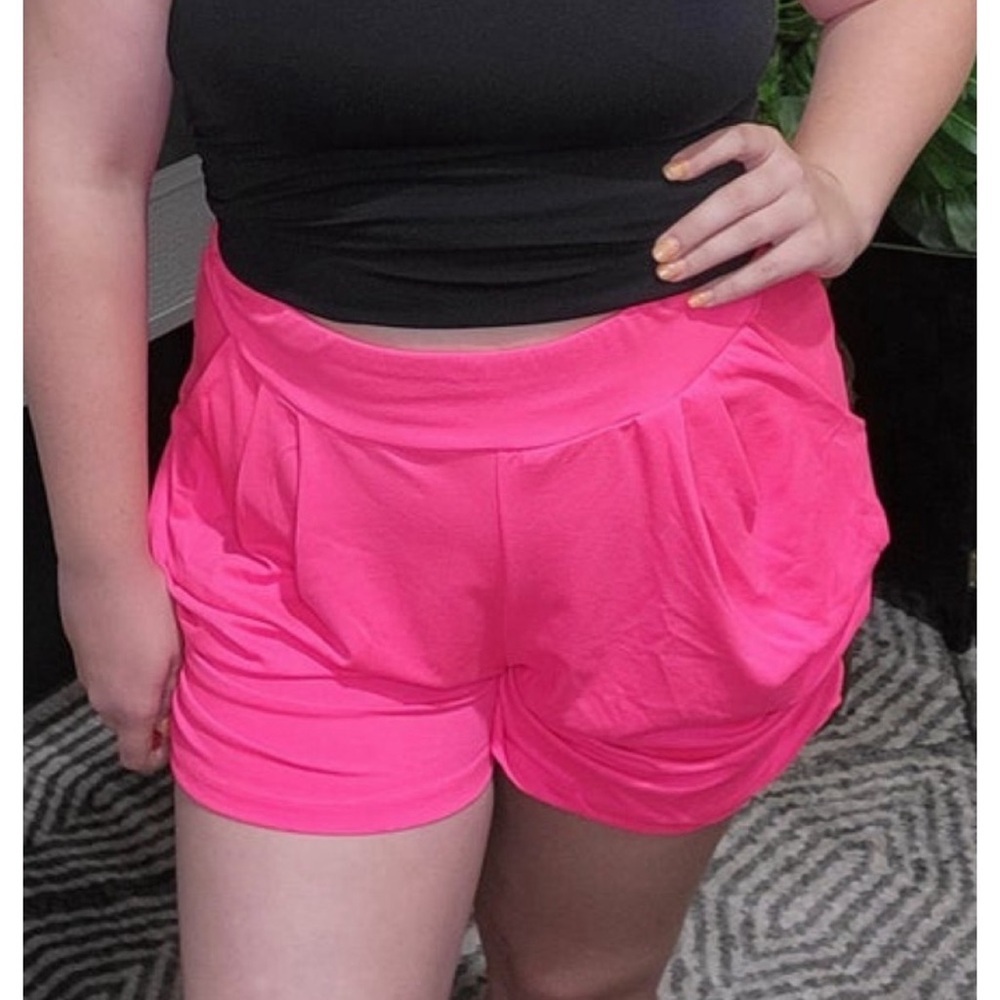White Birch neon pink harem shorts for women